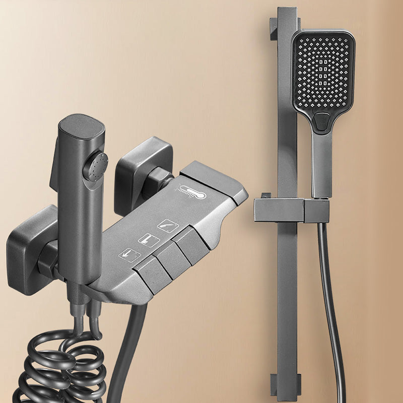 Wall-mounted shower system Gray Adjustable spray pattern Lever handle Shower hose Shower set