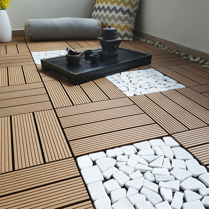 11 Pack 12" X 12" Square Deck/Patio Tiles Snap Fit for Outdoor Patio Tiles