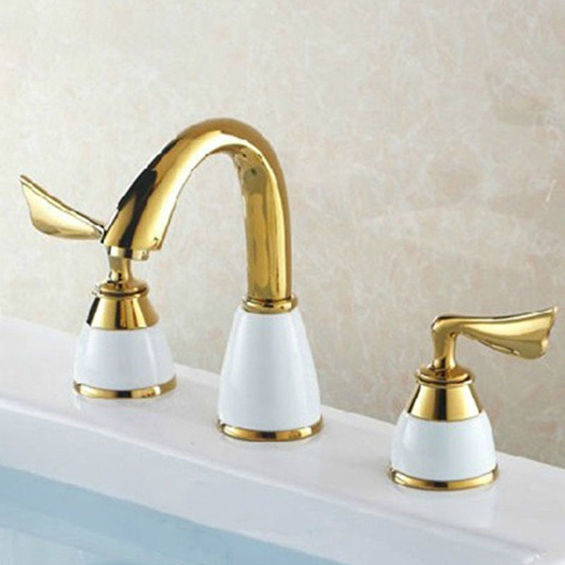 Deck Mounted Roman Tub Faucet Low Arc Bronze Romantic Bathtub Fitting Set