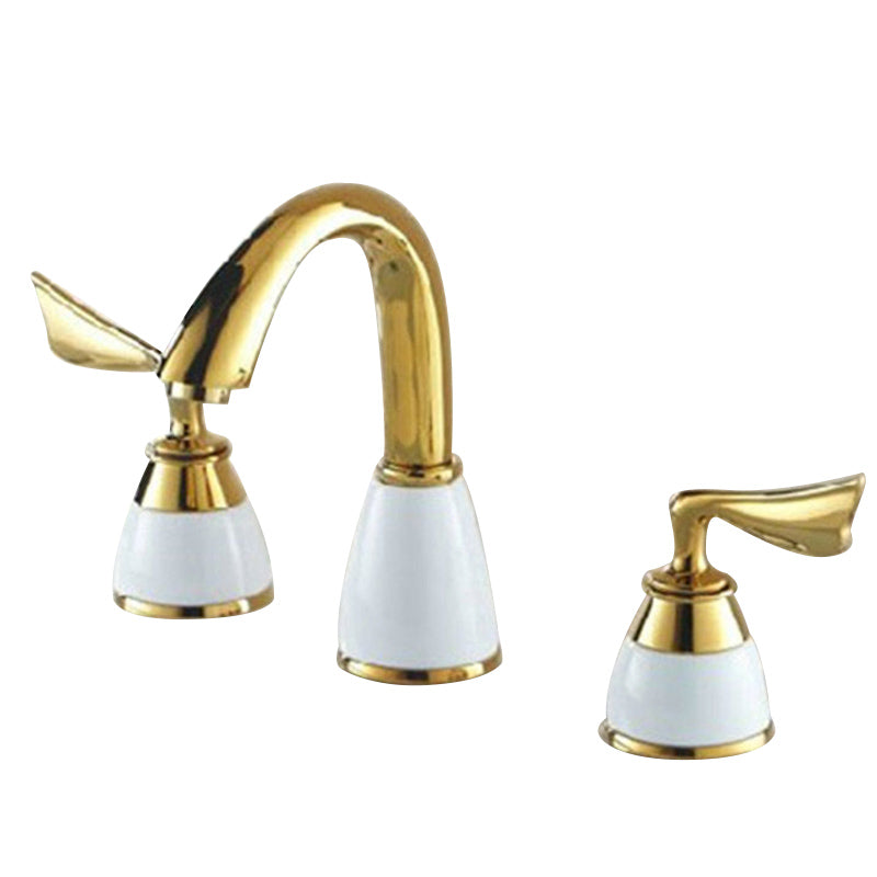 Deck Mounted Roman Tub Faucet Low Arc Bronze Romantic Bathtub Fitting Set