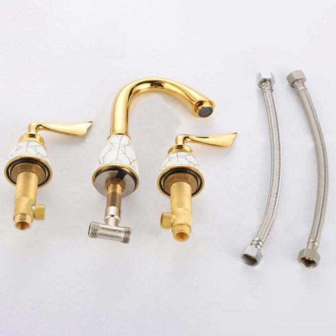 Deck Mounted Roman Tub Faucet Low Arc Bronze Romantic Bathtub Fitting Set