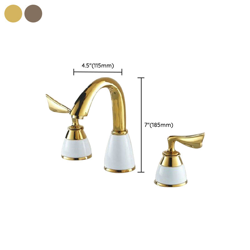 Deck Mounted Roman Tub Faucet Low Arc Bronze Romantic Bathtub Fitting Set