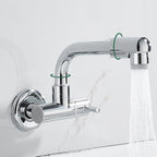 Wall-mounted metal bathtub filler with low arc waterfall bathtub faucet