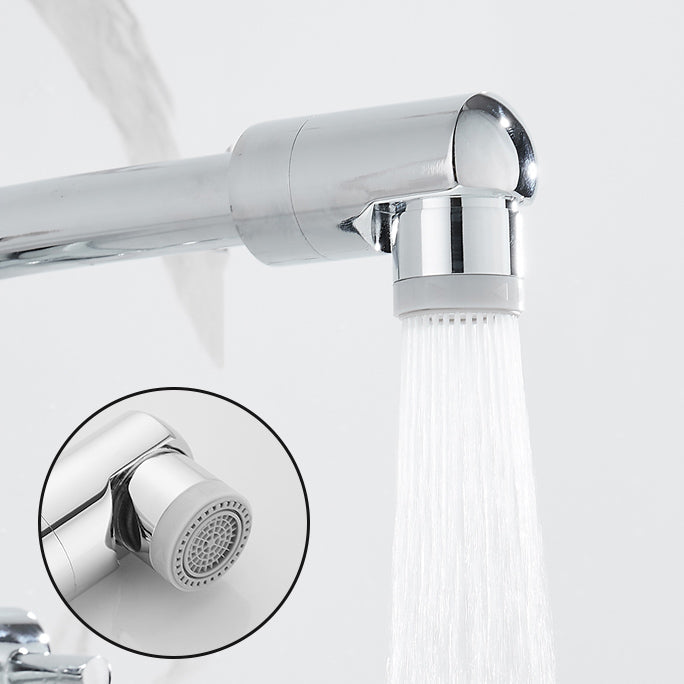 Wall-mounted metal bathtub filler with low arc waterfall bathtub faucet