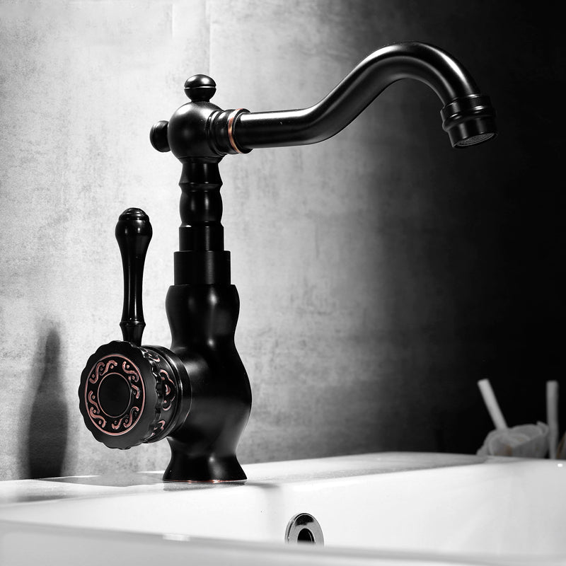 Glam Style Sink Faucet with Swivable Spout and Lever Handle