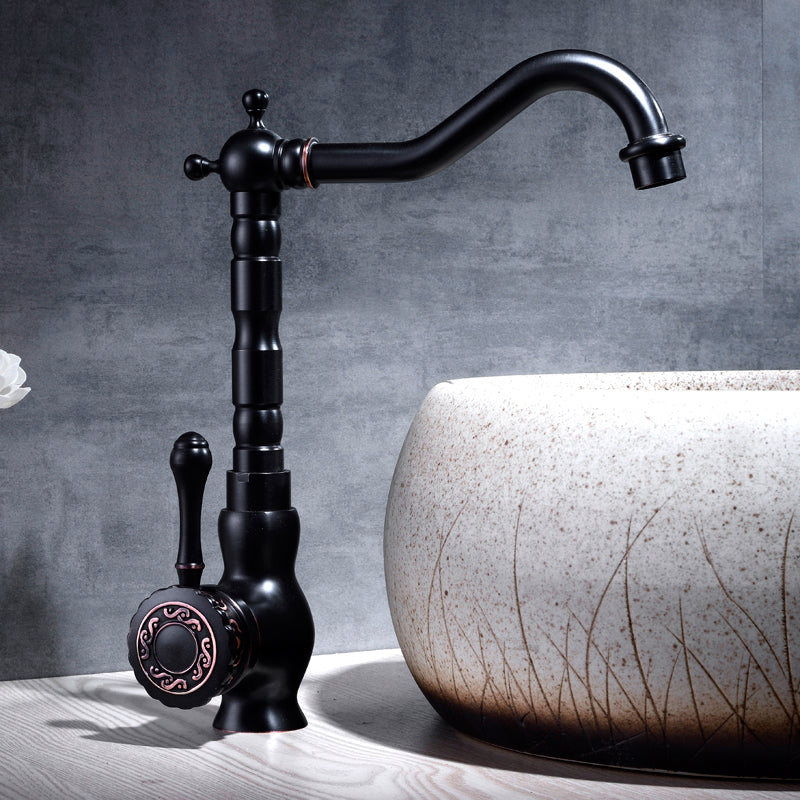 Glam Style Sink Faucet with Swivable Spout and Lever Handle