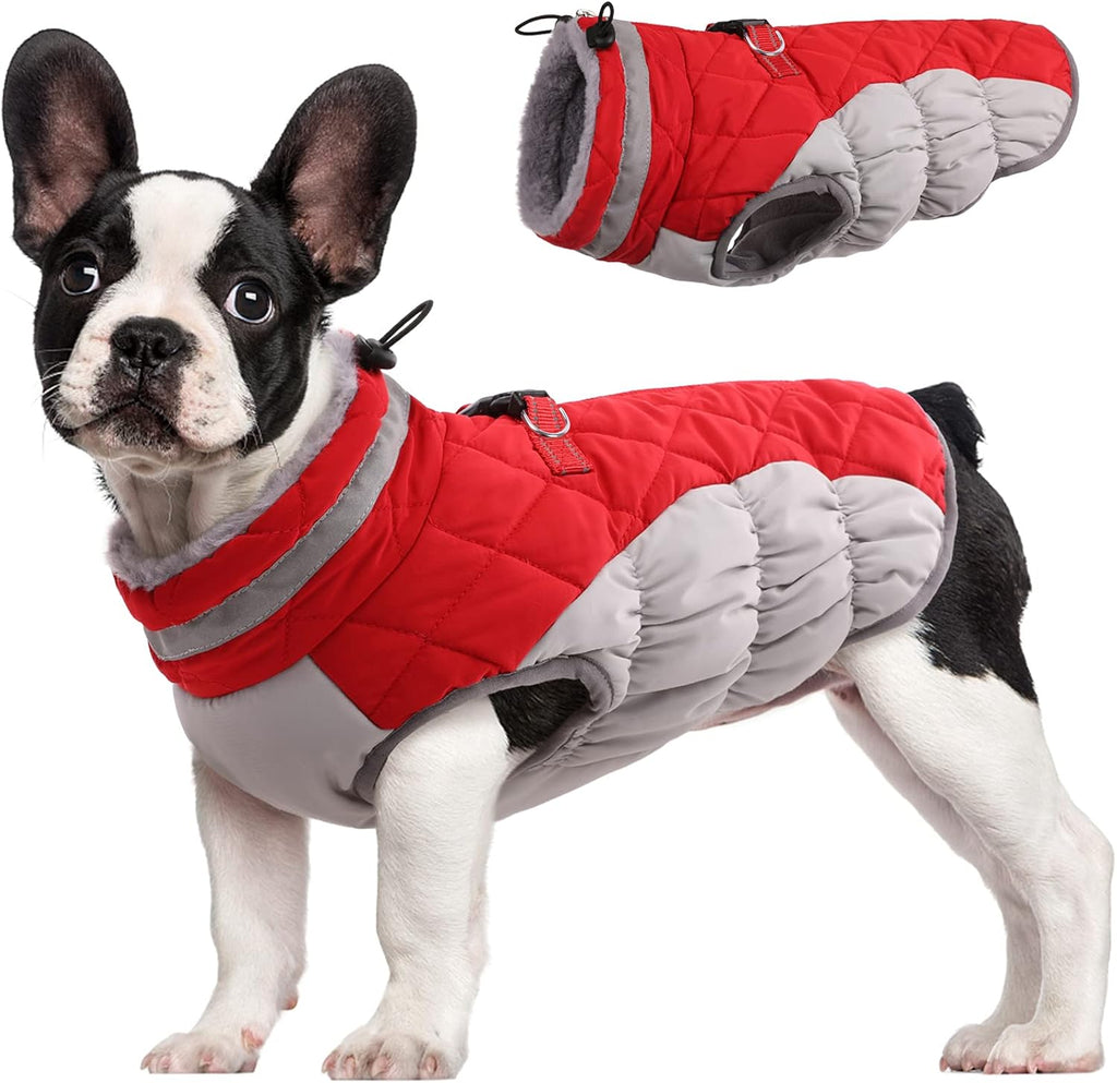 SafeWalk Winter Harness Jacket – Waterproof dog jacket with reflection and fleece lining