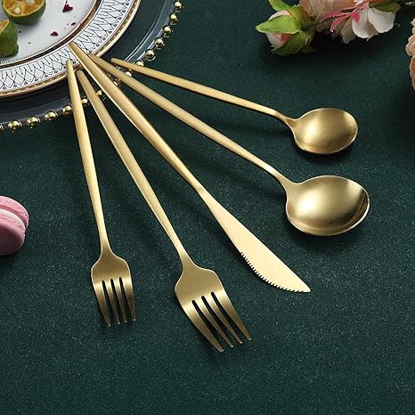 Minimalist Luxury Cutlery Set – 20 pieces, Titanium & Stainless Steel