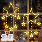 Quntis 2Pcs 95cm Large Christmas Window Lights, 84LED 12 Stars Battery Operated Christmas Silhouette Sparkle Star Lights with Timer Memory, 8 Modes Xmas Indoor Outdoor Hanging Decoration, Warm White