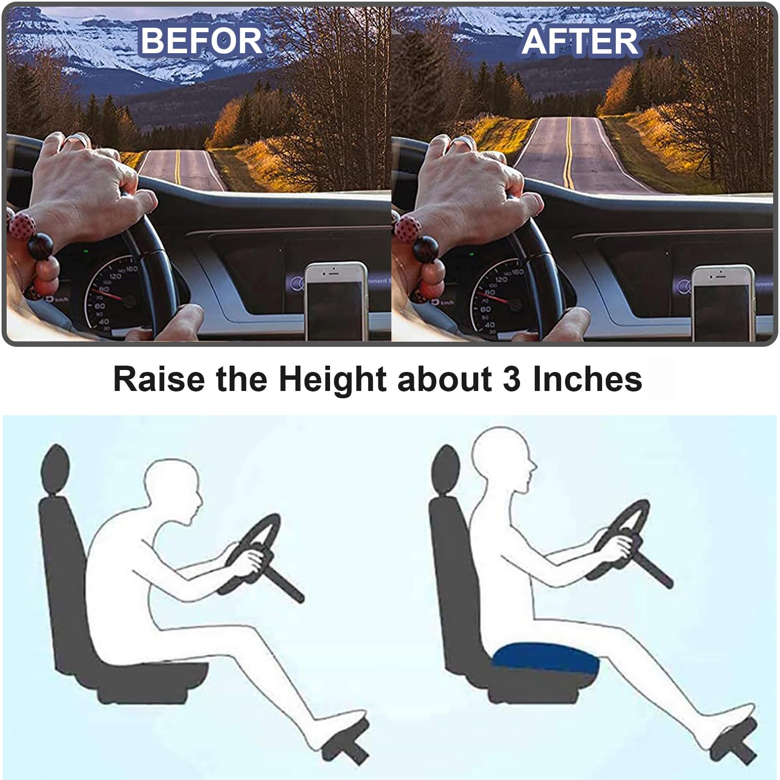 ZitComfort Ergonomic Seat Booster Cushion for Car & Office – Better Seat Height and Posture