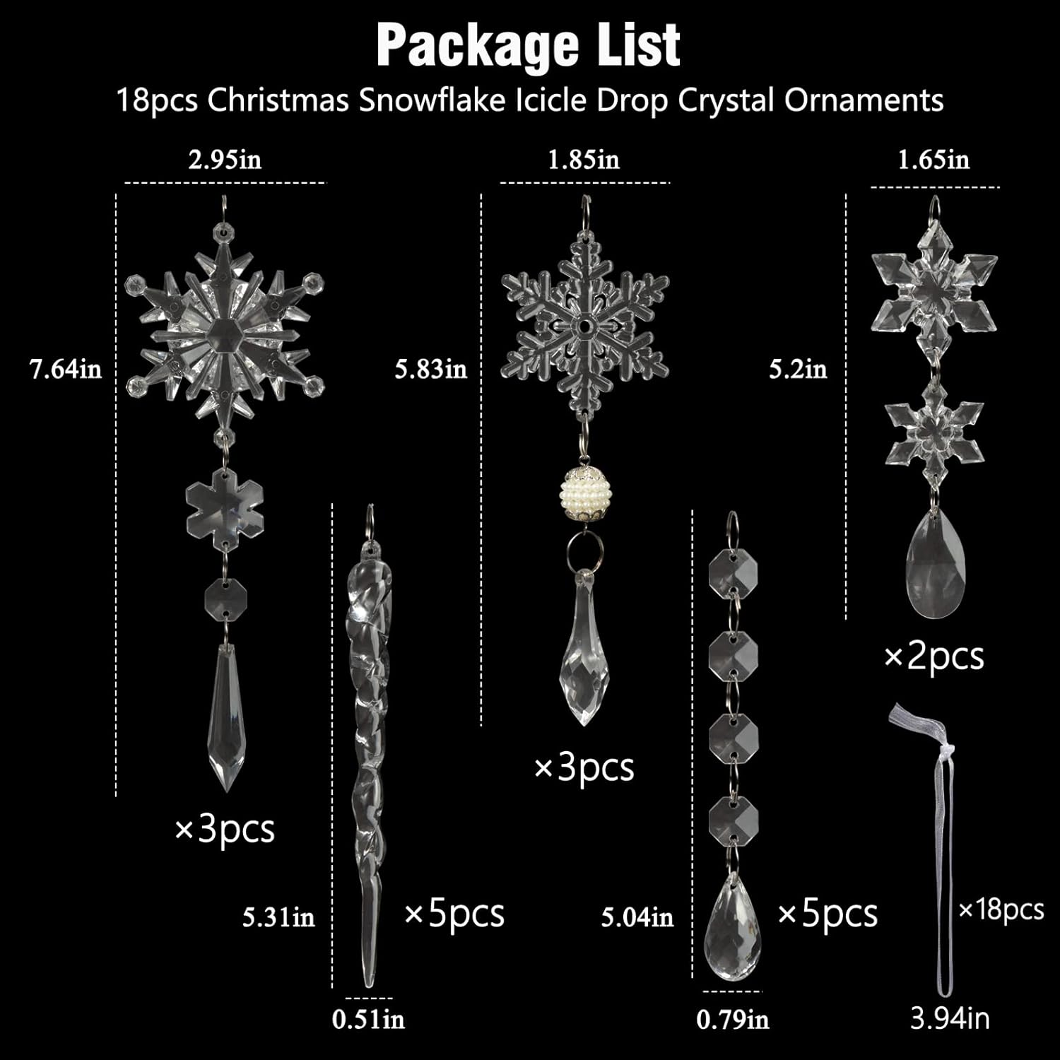 Crystal Christmas Ornaments Set - ShineBright