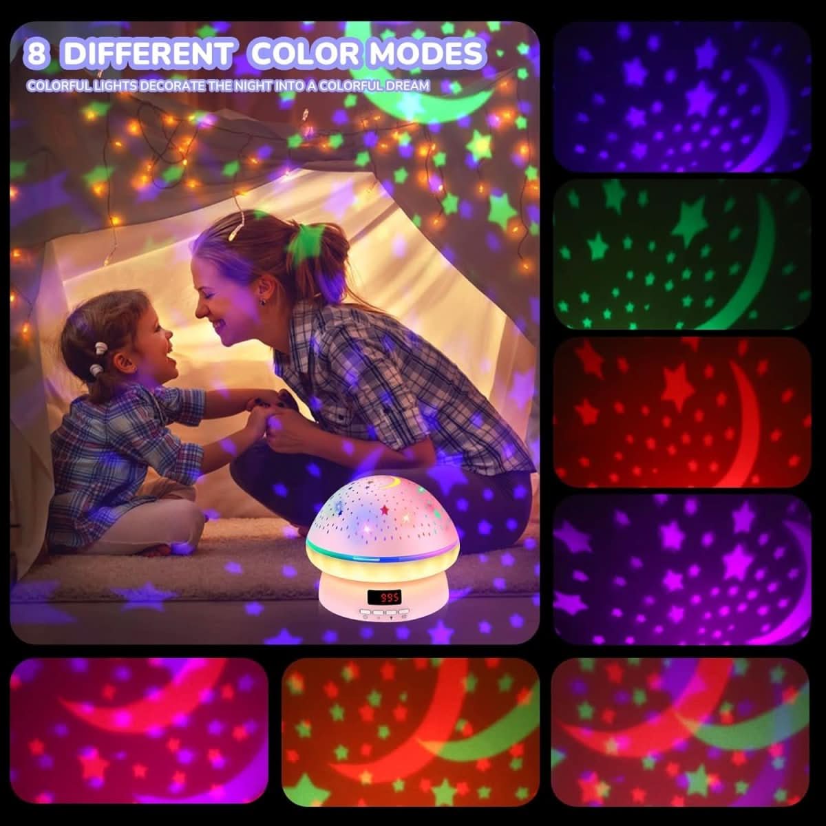 Magic star projector with 16 colours & timer function