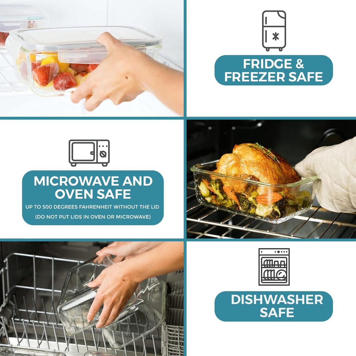 8-piece set of glass food storage containers with lids
