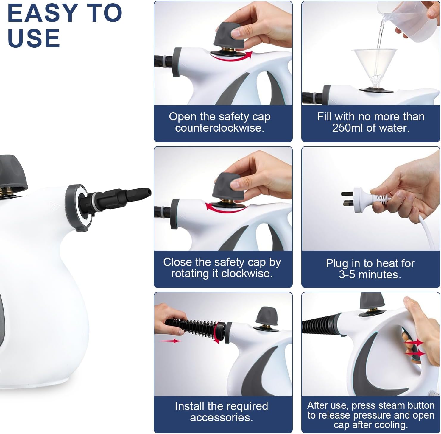 High-Pressure Handheld Steam Cleaner with 9-Piece Accessory Kit – Valtira