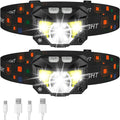 2-Pack Ultra-Clear Rechargeable LED Headlamp Waterproof with Motion Sensor