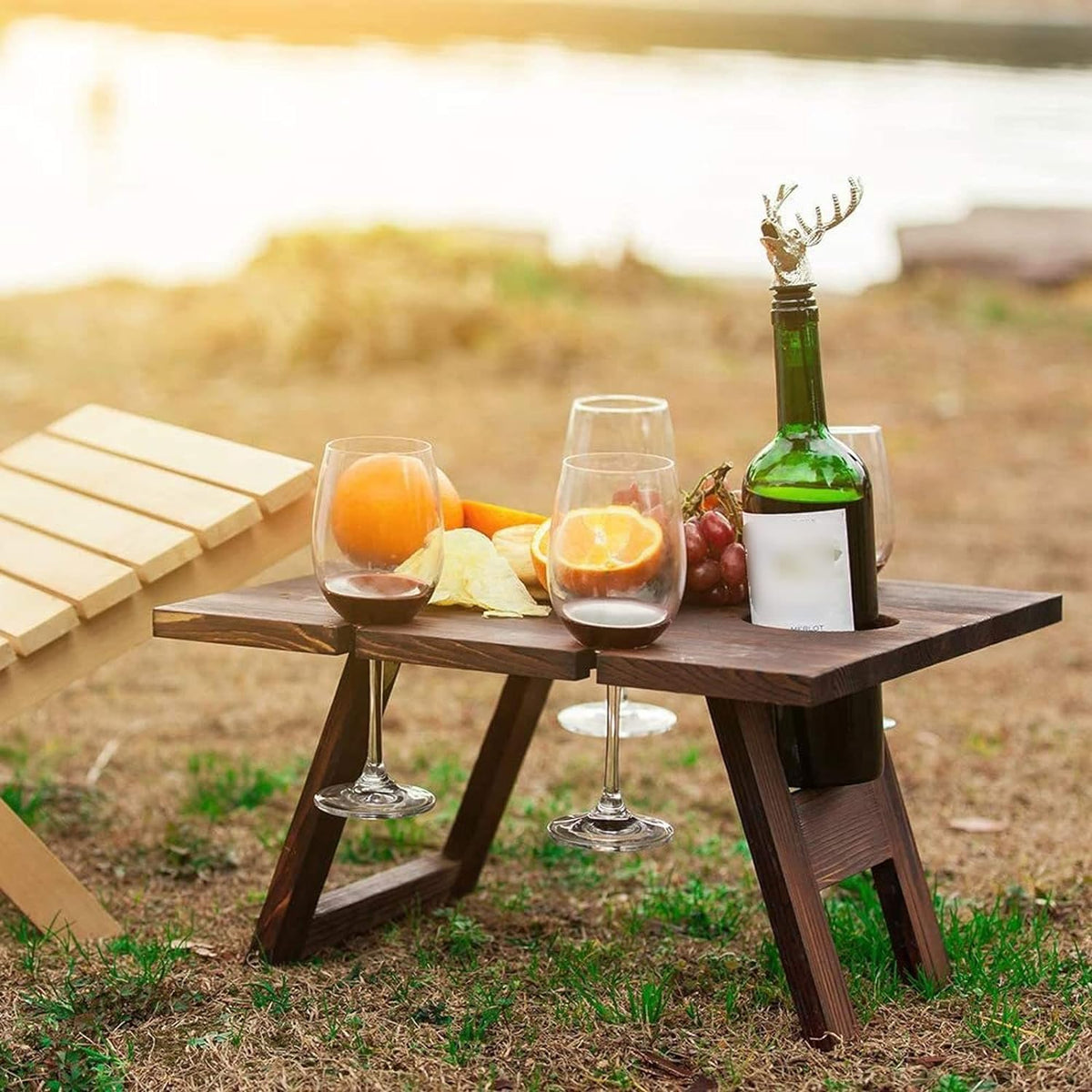 Mobile Wooden Wine Rack with Top