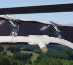 Spray irrigation system – Water hose with spray nozzles for refreshing cooling in the garden