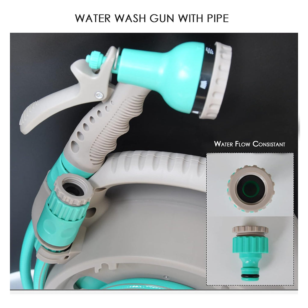 Practical hose reel with spray nozzle – Compact garden hose cart for easy watering