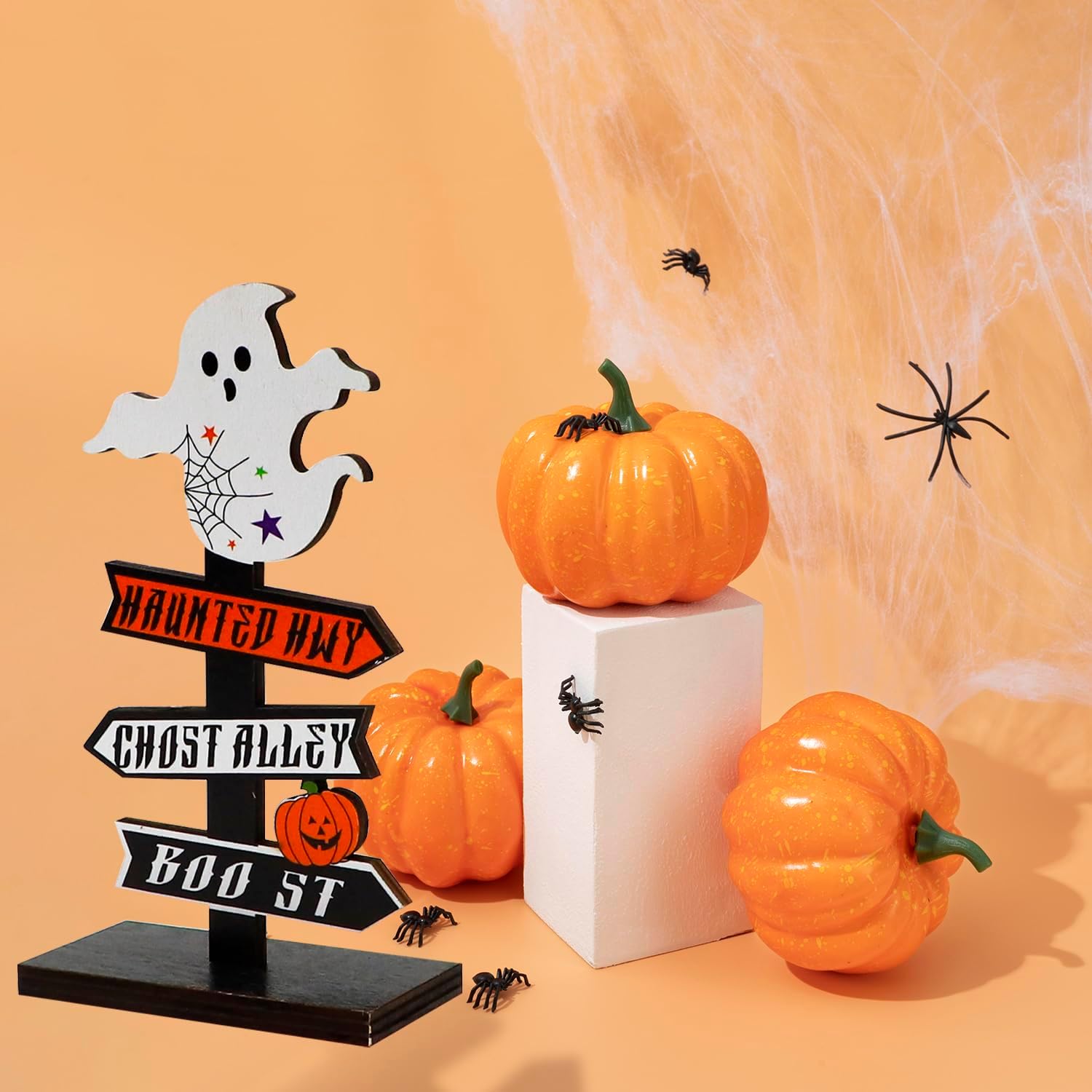 Halloween Wooden Pumpkin Wooden Decorative Tabletop Ornament