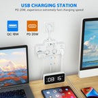 Swivel Wall-Mounted Power Strip with Independent Switches – 3 Outlets + 2 USB-A + 1 USB-C Ports