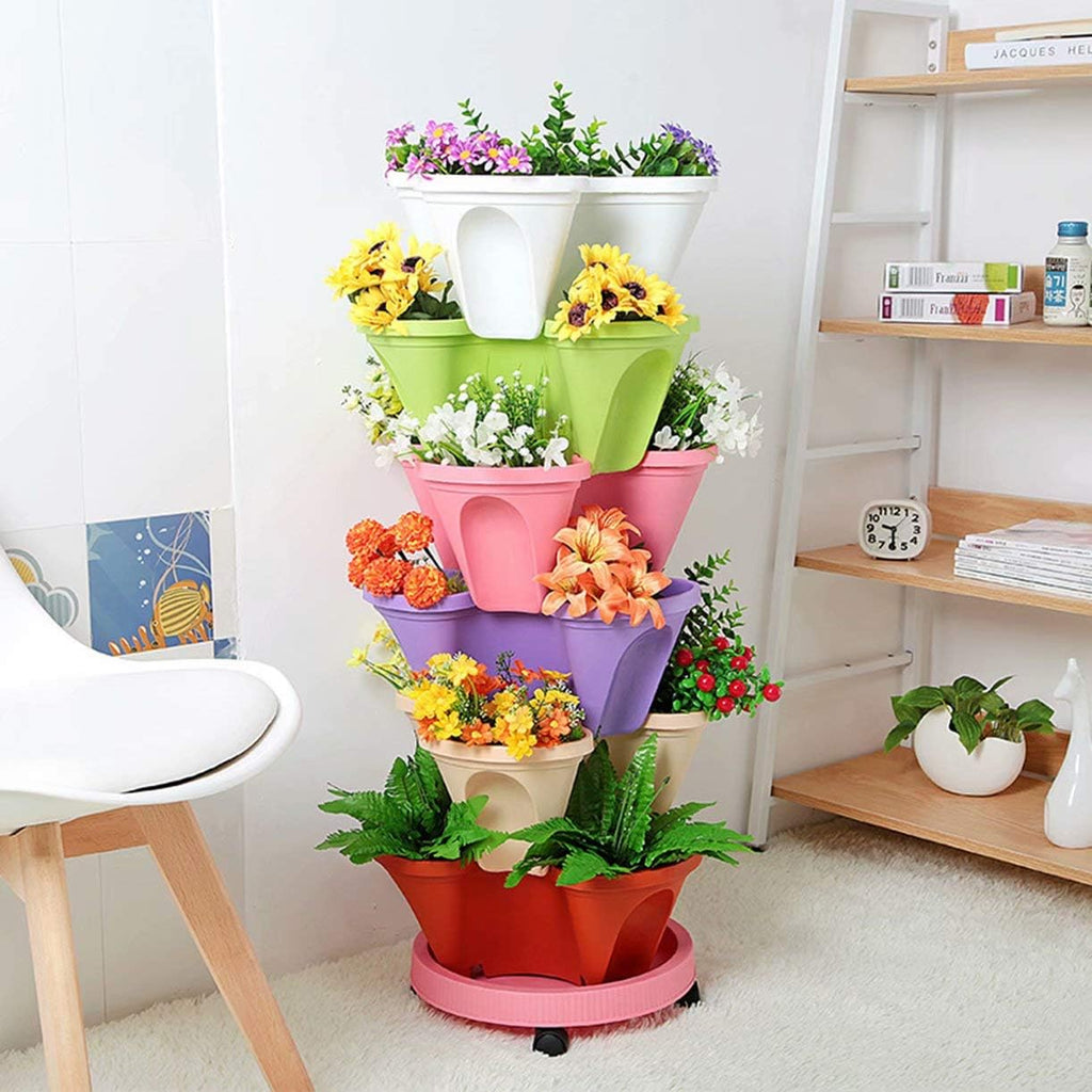 6-Layer Vertical Plant Tower – Three-dimensional Flowering System for the Garden