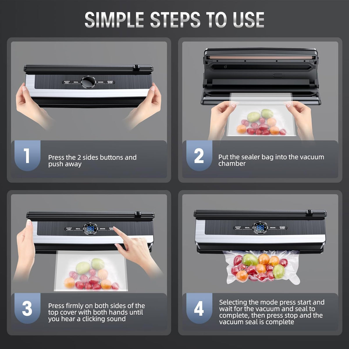 8-in-1 Vacuum Sealer with Built-In Cutter | Food Saver Machine for Dry & Moist Foods