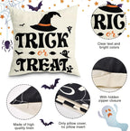 Set Of 4 Halloween Pillow Covers - Spider Web, Cat, Skull Decorative Cushion Cases (45 x 45 CM)
