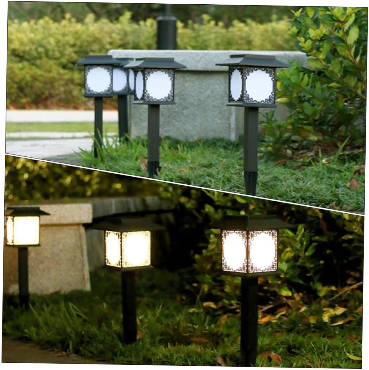 Solar LED Garden Lamp – Large Square Lamp with Warm Light and Dual Use