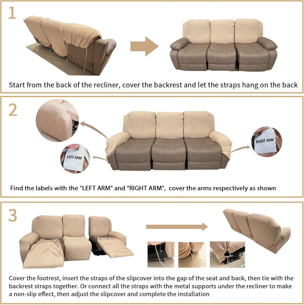 Stretch Recliner Chair Covers 4-Piece Set – CoverMate