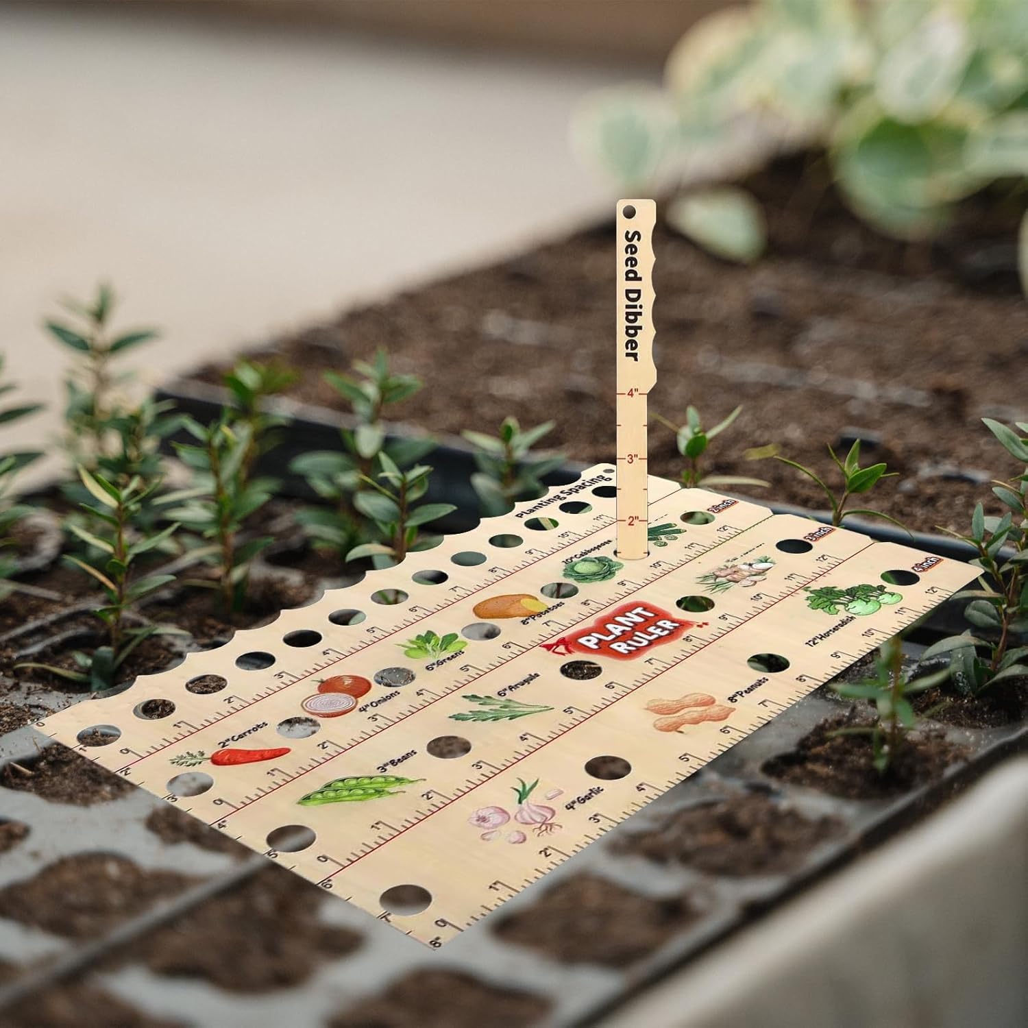 Wood Plant Ruler – Multifunctional Seed Measuring Tool for Garden