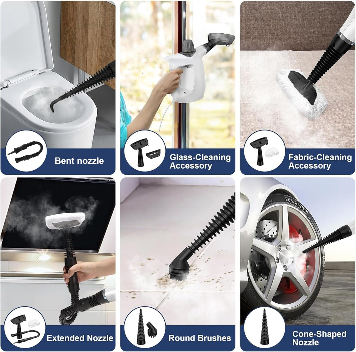 High-Pressure Handheld Steam Cleaner with 9-Piece Accessory Kit – Valtira