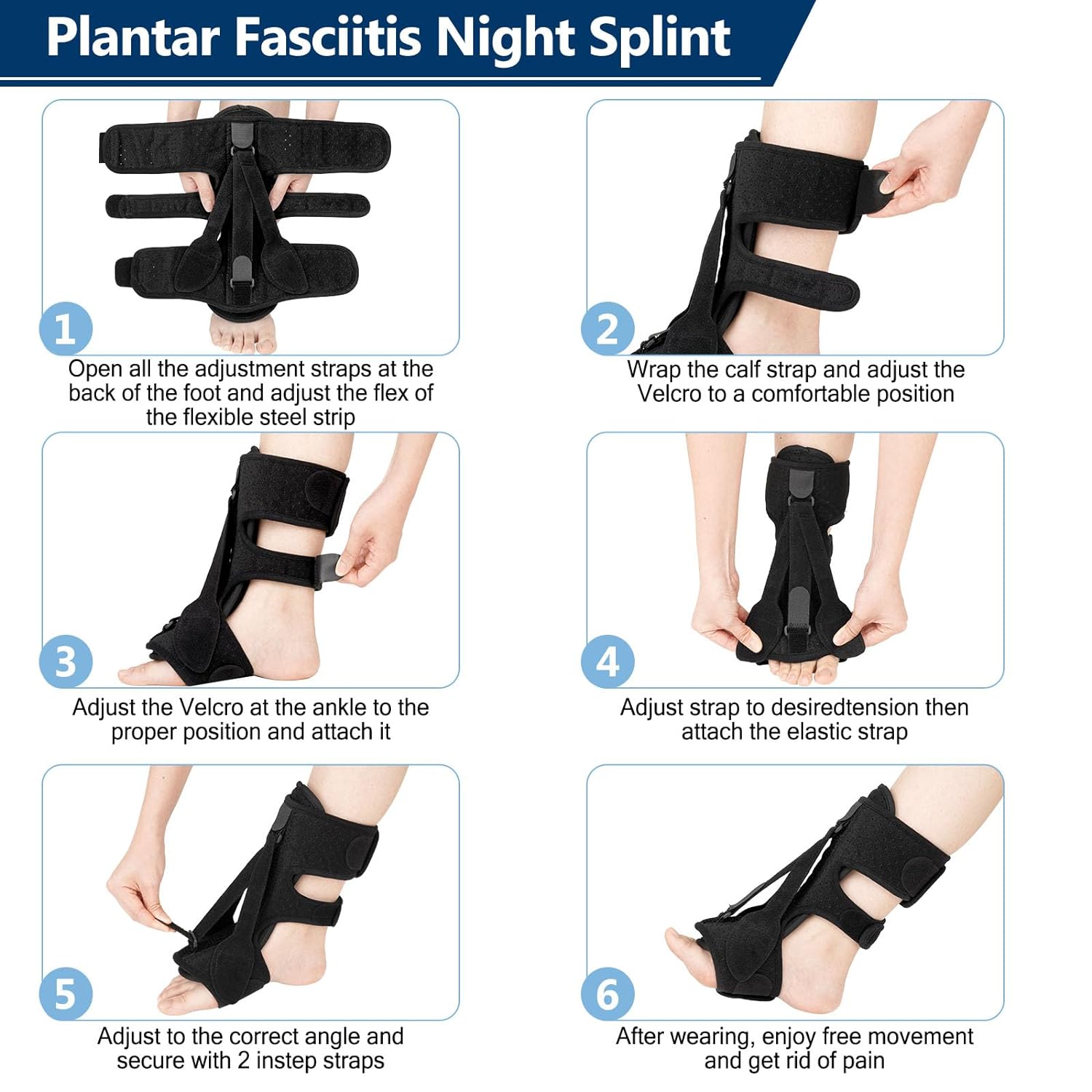 Night splint for plantar fasciitis