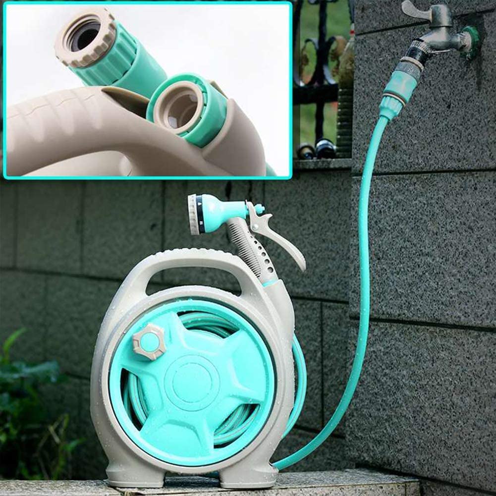 Practical hose reel with spray nozzle – Compact garden hose cart for easy watering