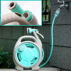 Practical hose reel with spray nozzle – Compact garden hose cart for easy watering