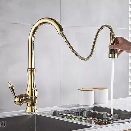 Brass Kitchen Faucet Pull Out Mixer Sink Water Tap 360 Rotation Single Handle