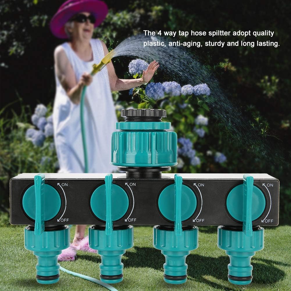 Universal 4-way garden hose splitter – Adjustable faucet splitter
