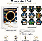 2027 New Magnetic Fridge Record Player, Christmas Magnetic Fridge Vinyl Music Box with 9 NFC Discs
