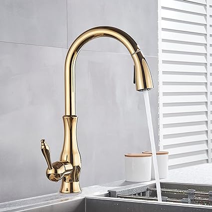 Brass Kitchen Faucet Pull Out Mixer Sink Water Tap 360 Rotation Single Handle