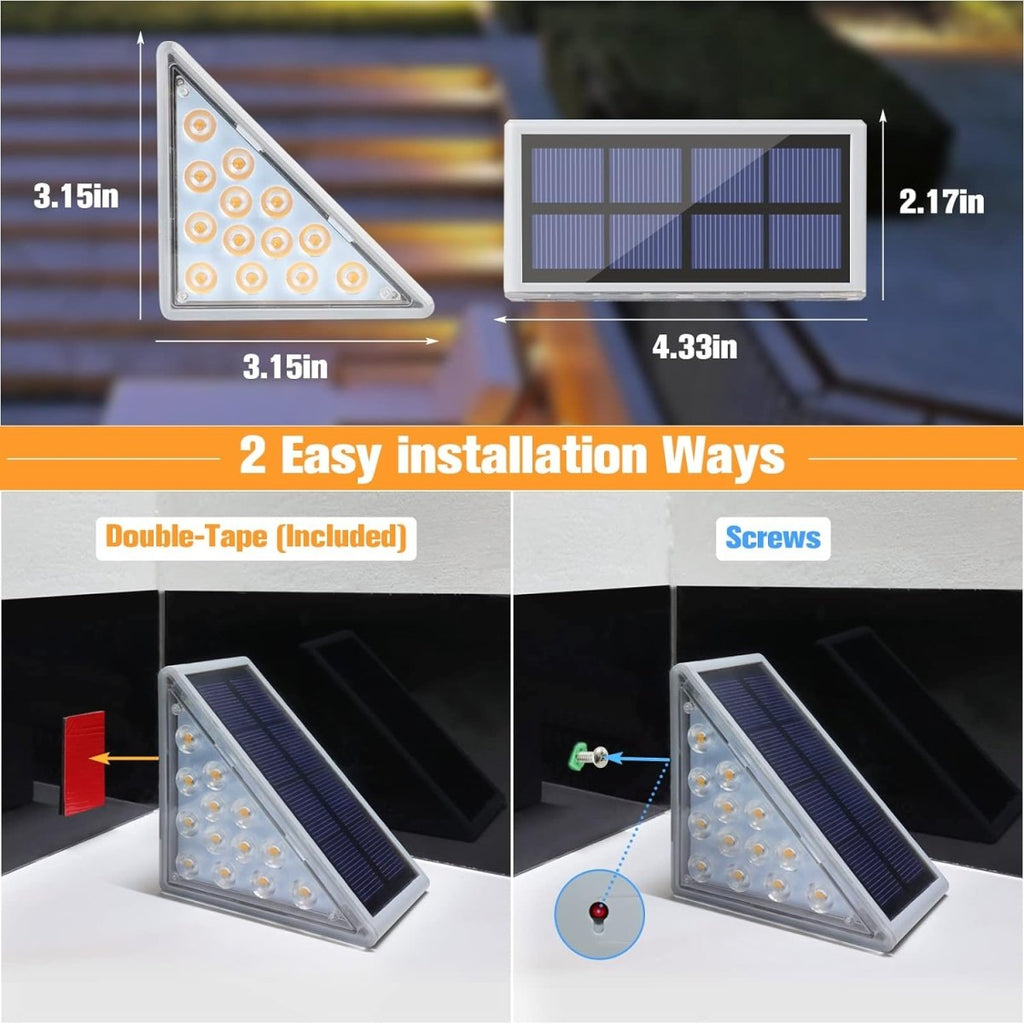Waterproof Solar LED Stair Lighting - Outdoor Lighting for Stairs, Paths, and Terraces