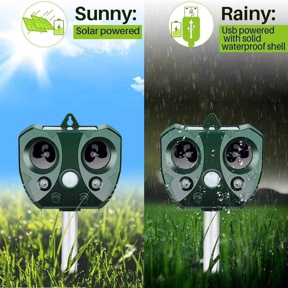 Effective Pest Repeller – Solar Ultrasonic Animal Deterrent for Garden