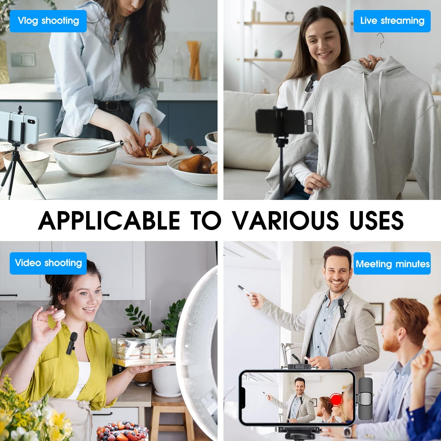 2-Pack wireless microphone for iPhone iPad