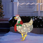 WinterHen LED Chicken with Scarf – Illuminating Christmas Decoration for Indoor and Outdoor