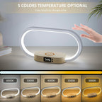 Wireless Charging Bedside Table Lamp with Clock – Lumora
