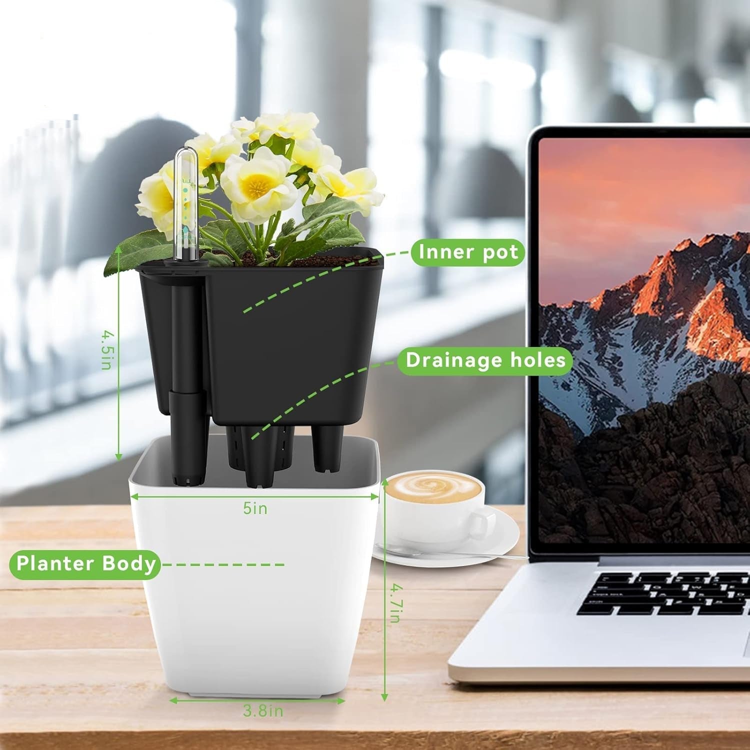 Flower pot with irrigation system – Self-watering plant pot for indoor and outdoor use