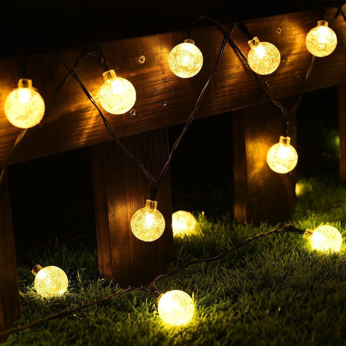 Solar-powered Crystal Ball String Lights