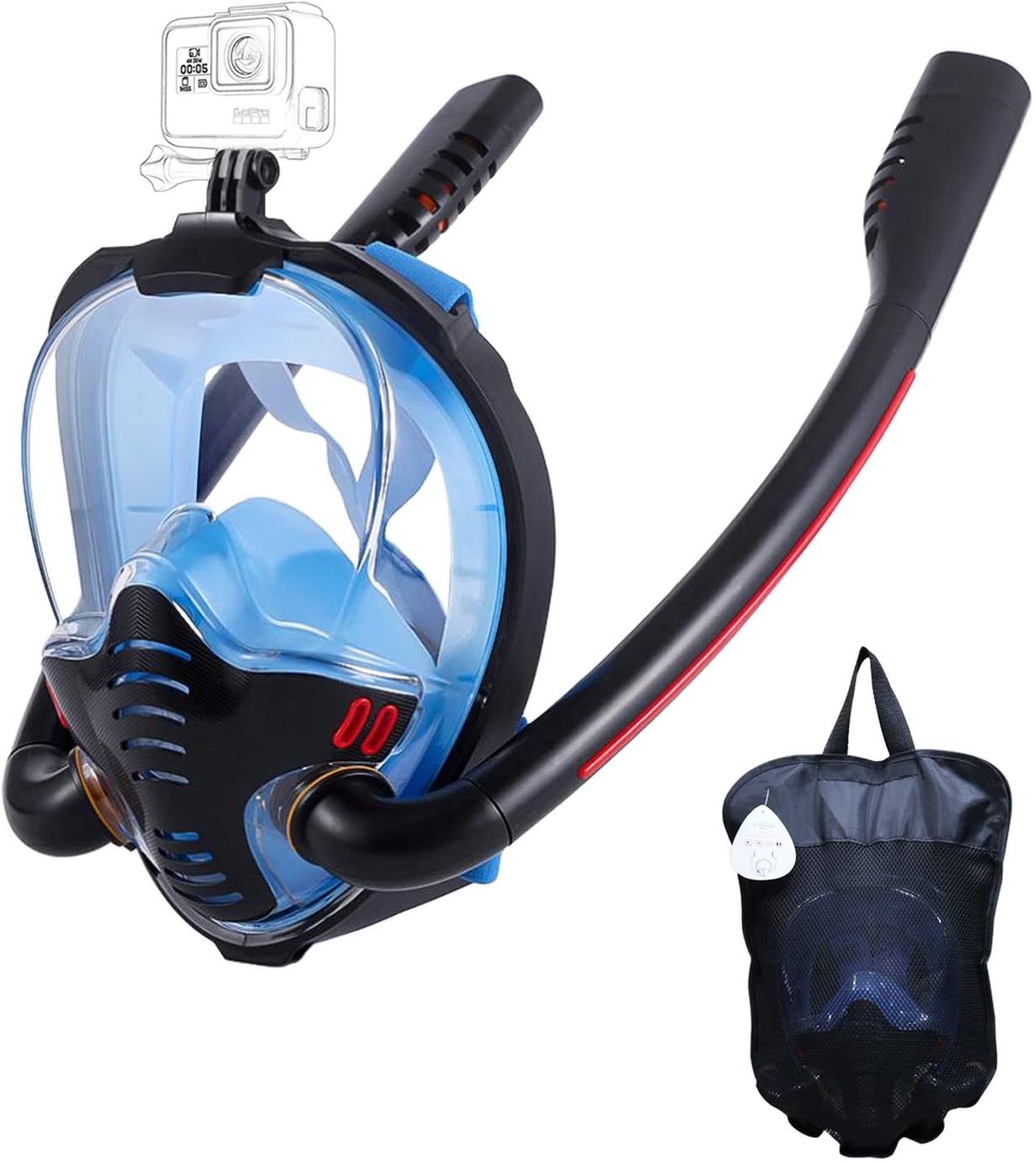 Snorkel mask with anti-fog cloths, 180-degree panoramic view HD