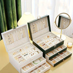 Jewelry Box Leather Organizer with Drawers