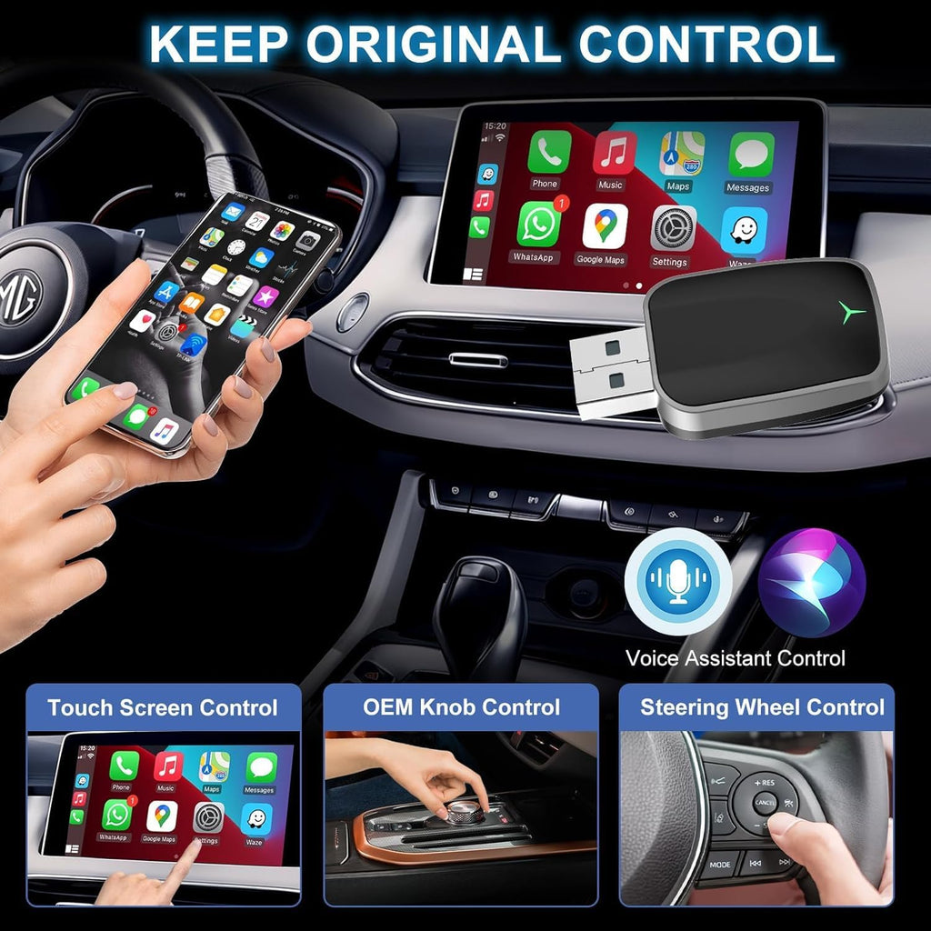 Mini Wireless CarPlay Adapter with Dual-Band Connection and Compact Design – Novaro