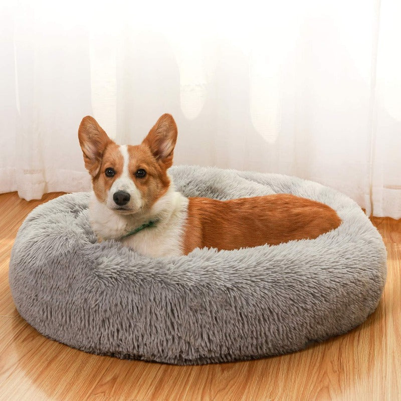 Beef Plush Calming Donut Dog Bed for Small to Large Dogs
