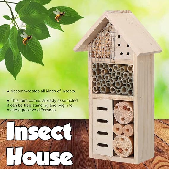 Insect house made of wood – Bee and insect friendly habitat for garden and terrace